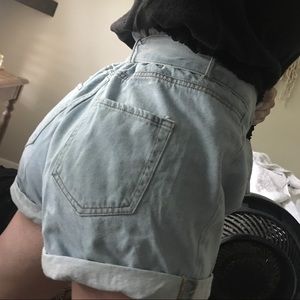 Light wash high rise shorts from urban outfitters